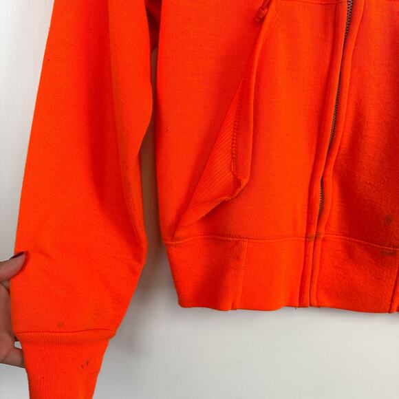 Vintage Ace Sportswear Neon Orange Thermal Lined Full Zip Hoodie - Mens 34/36 S - Picture 2 of 11
